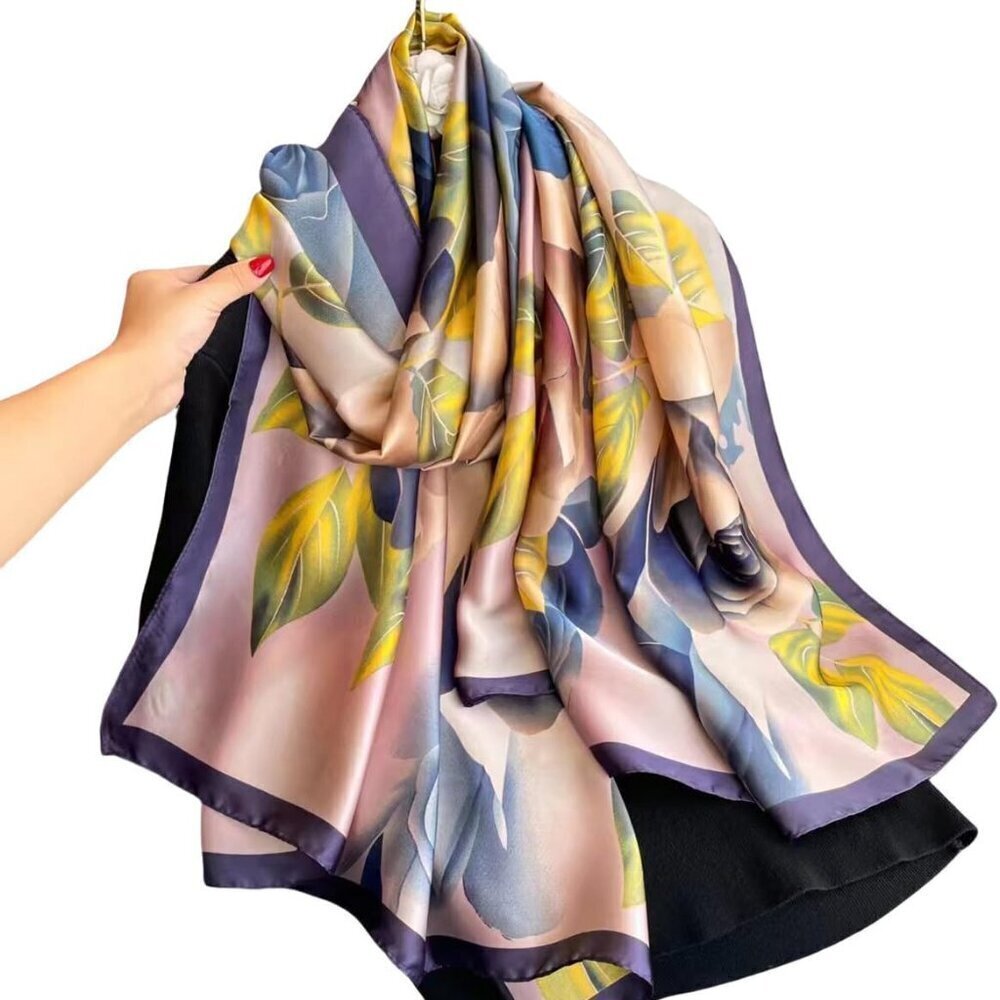 Women Silk Feeling Scarf Long Lightweight Shawl Wrap Head Wrap
